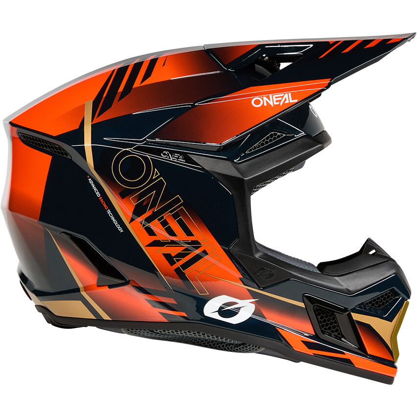 O'NEAL 3SRS HAZE Motocross Enduro Helmet Blue Orange Gold