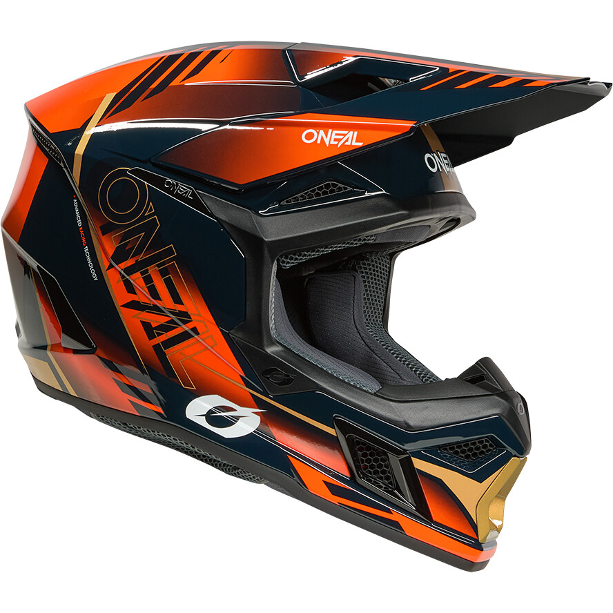 O'NEAL 3SRS HAZE Motocross Enduro Helmet Blue Orange Gold