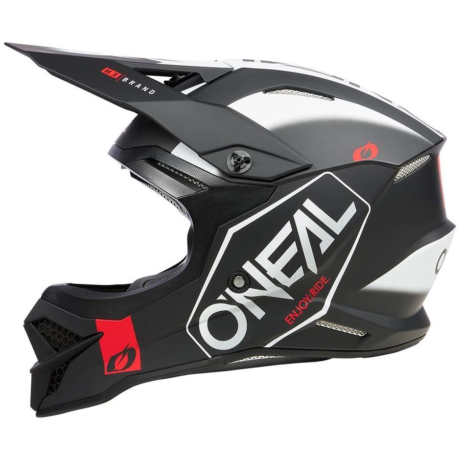 Oneal 3SRS Helm HEXX V.23 Cross Enduro Motorradhelm Schwarz Weiß