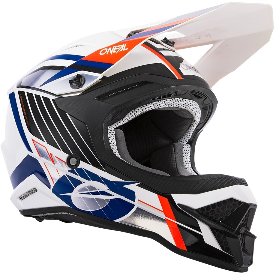 Oneal 3Srs Helm Vision Cross Enduro Motorradhelm Weiß Schwarz Orange