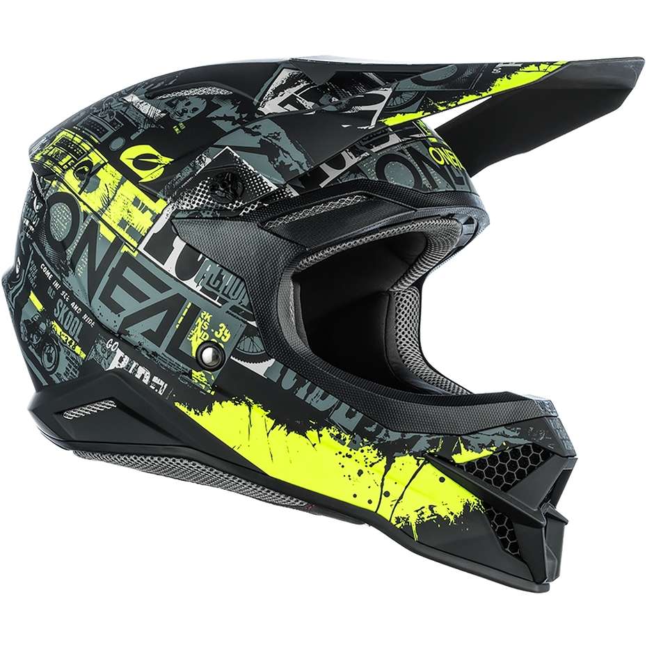 Oneal 3Srs Helmet Ride Cross Enduro Motorcycle Helmet Black Yellow