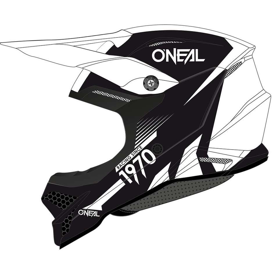 Oneal 3Srs INTERCEPTOR V.22 Cross Enduro Motorradhelm Schwarz Weiß