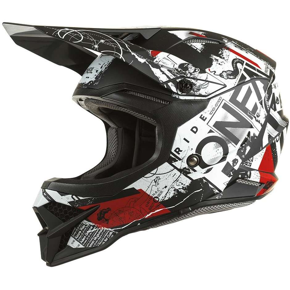 Oneal 3Srs SCARZ V.22 Cross Enduro Motorcycle Helmet Black White Red