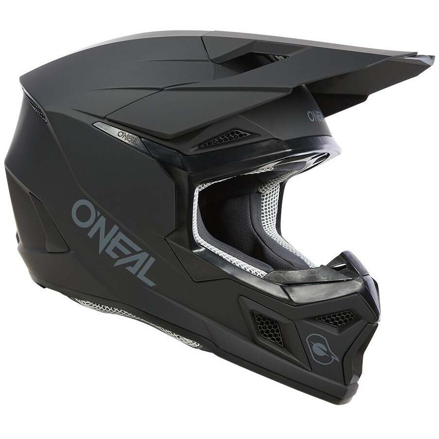 Oneal 3SRS SOLID Black Motorcycle Cross Enduro Helmet