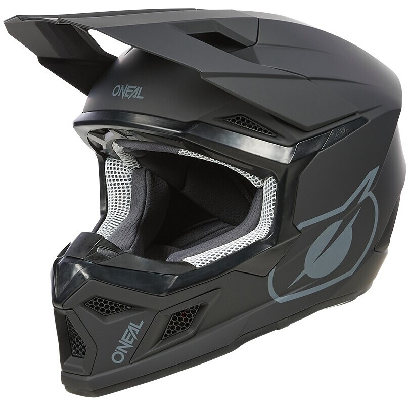 Oneal 3SRS SOLID Schwarzer Motorrad-Cross-Enduro-Helm