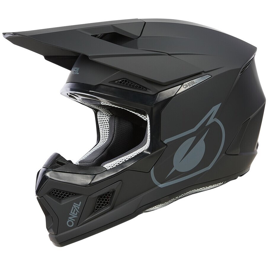 Oneal 3SRS SOLID Schwarzer Motorrad-Cross-Enduro-Helm