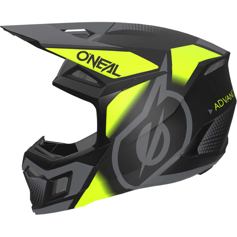 Oneal 3SRS VISION Cross Enduro Motorradhelm Schwarz/Neongelb/Grau