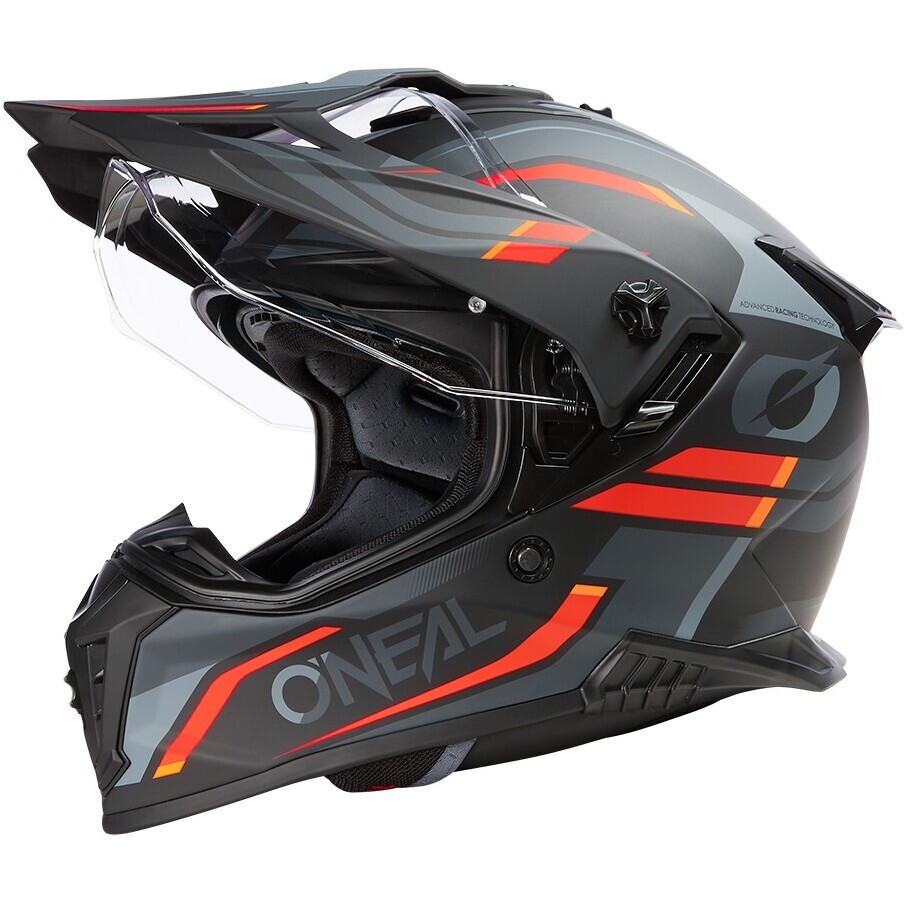 Oneal A-SRS SPIKE Adventure Full Face Motorcycle Helmet Black Grey Red