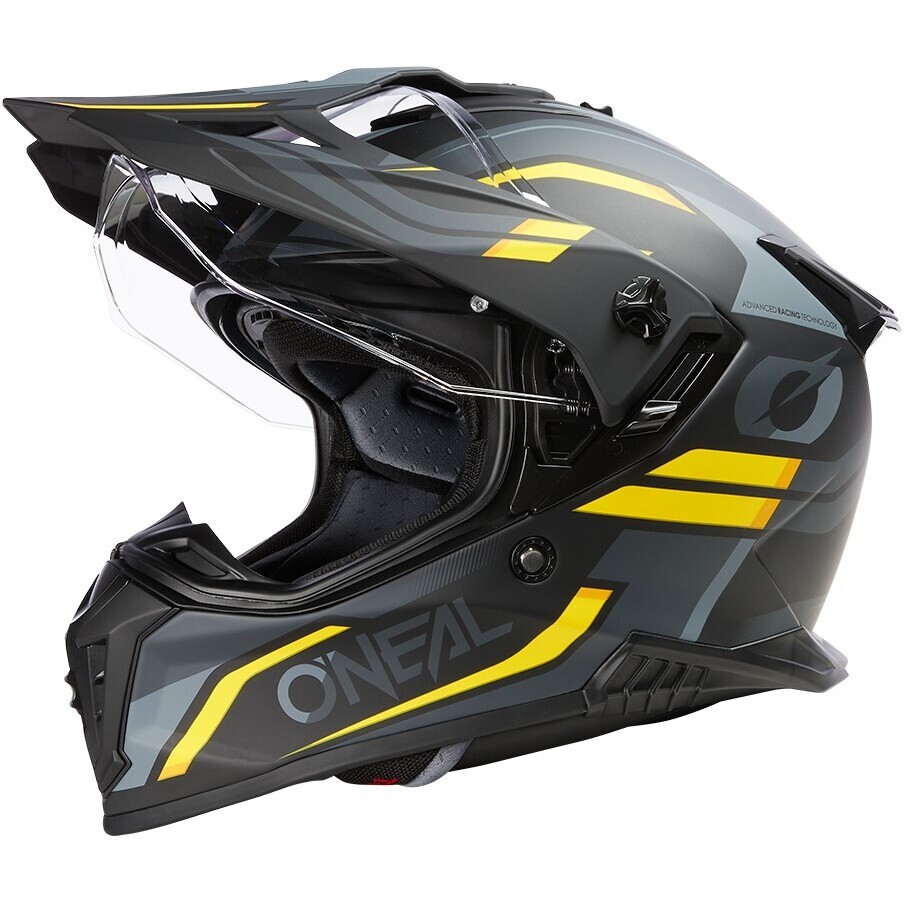Oneal A-SRS SPIKE Adventure Full Face Motorcycle Helmet Black Grey Yellow
