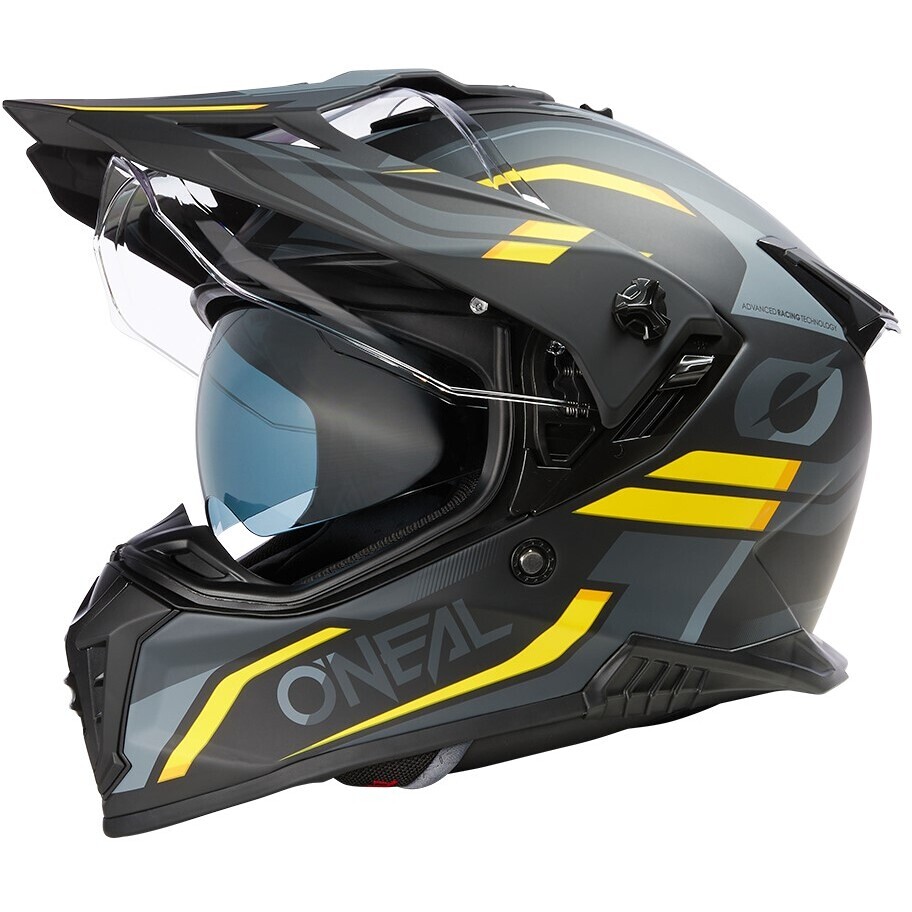 Oneal A-SRS SPIKE Adventure Integral-Motorradhelm Schwarz Grau Gelb