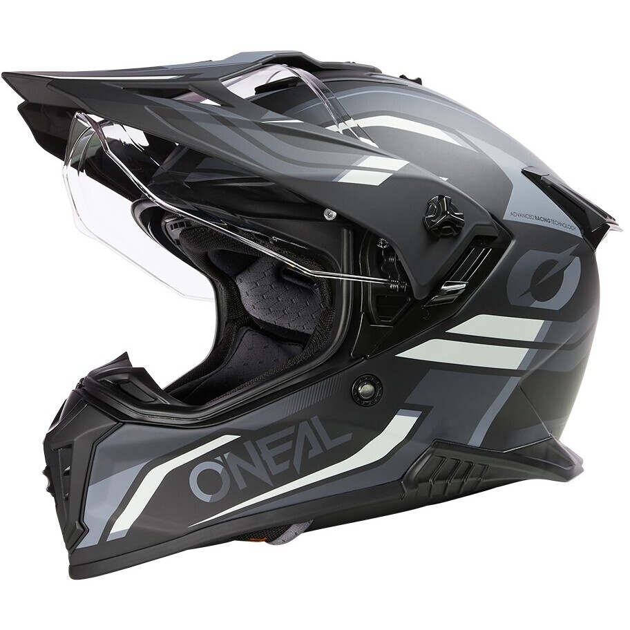 Oneal A-SRS SPIKE Adventure Integral-Motorradhelm Schwarz Grau Weiß