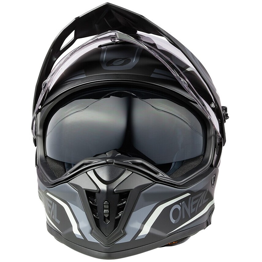 Oneal A-SRS SPIKE Adventure Integral-Motorradhelm Schwarz Grau Weiß