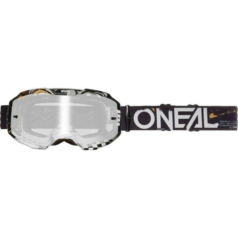 O'NEAL B-10 ATTACK Cross Enduro Motorcycle Mask Black/White - Gray "Mirror" Visor