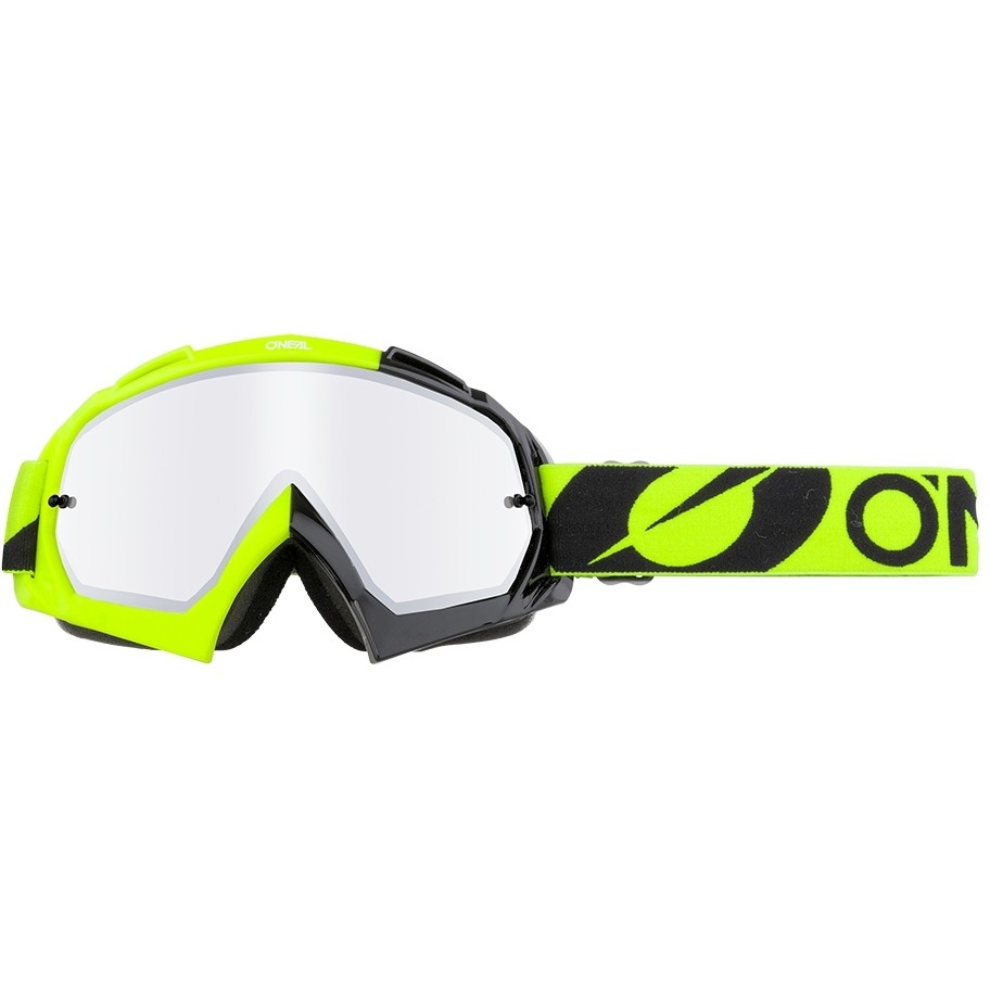 Oneal B 10 Goggle Twoface Cross Enduro Moto Lunettes Noir Jaune Ilver Mirror