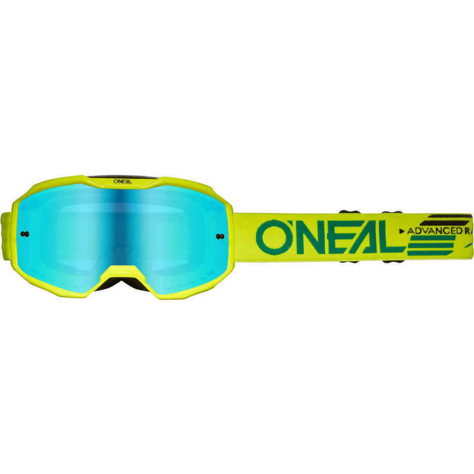 O'NEAL B-10 SOLID Neon Yellow Cross Enduro Motorcycle Mask - Radium Blue Visor
