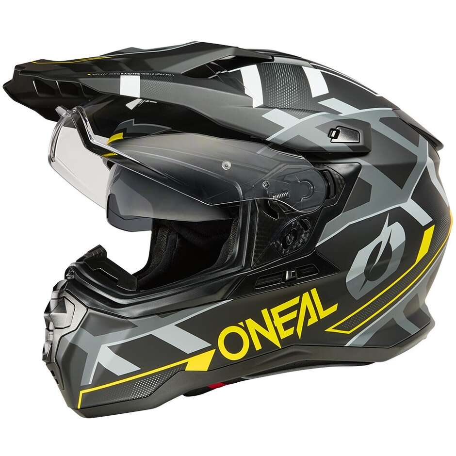 Oneal D-SRS SQUARE Adventure Full Face Motorcycle Helmet Grey Yellow
