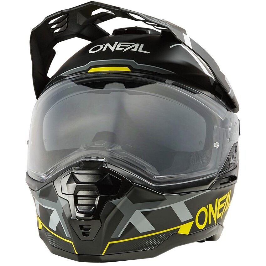 Oneal D-SRS SQUARE Adventure Full Face Motorcycle Helmet Grey Yellow