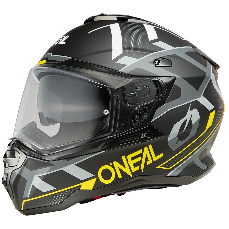 Oneal D-SRS SQUARE Adventure Full Face Motorcycle Helmet Grey Yellow