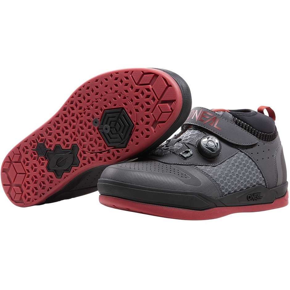 Oneal Session SPD MTB Ebike Fahrradschuhe Grau Rot Online-Verkauf
