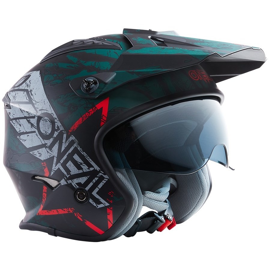 Oneal Volt Jet Motorcycle Helmet With V.22 Wing Black Gray Visor