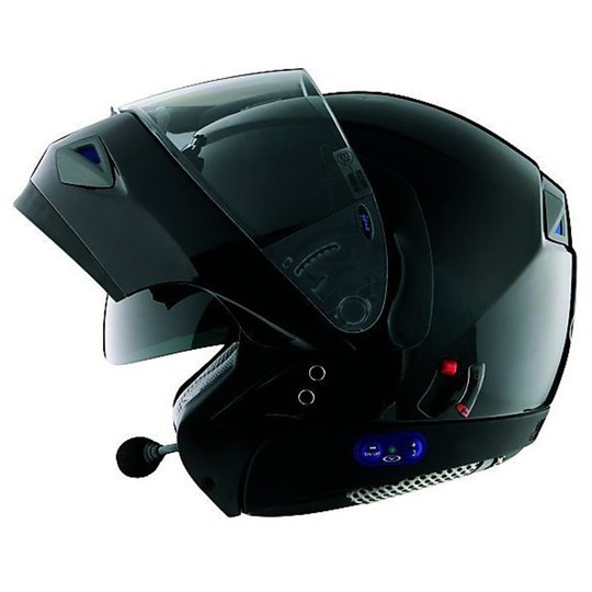 Openable Modular Motorcycle Helmet Vemar Jiano INTERCOM BLUETOOTH integrierten interaktiven Glossy Black Dual Visor