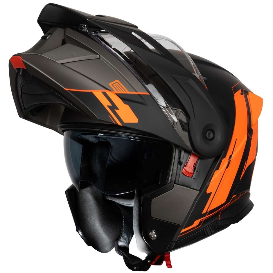 ORIGINE ADVENTURE CYBORG Modularer Motorradhelm, Fluo Orange Matt Titanium, 22.06