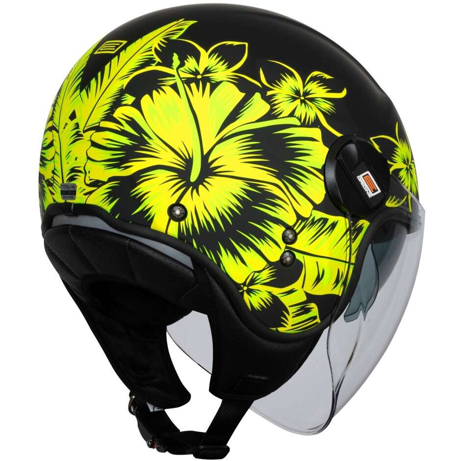ORIGINE ALPHA SUMMERTIME Jet Motorradhelm Fluo Gelb Matt Schwarz 22.06