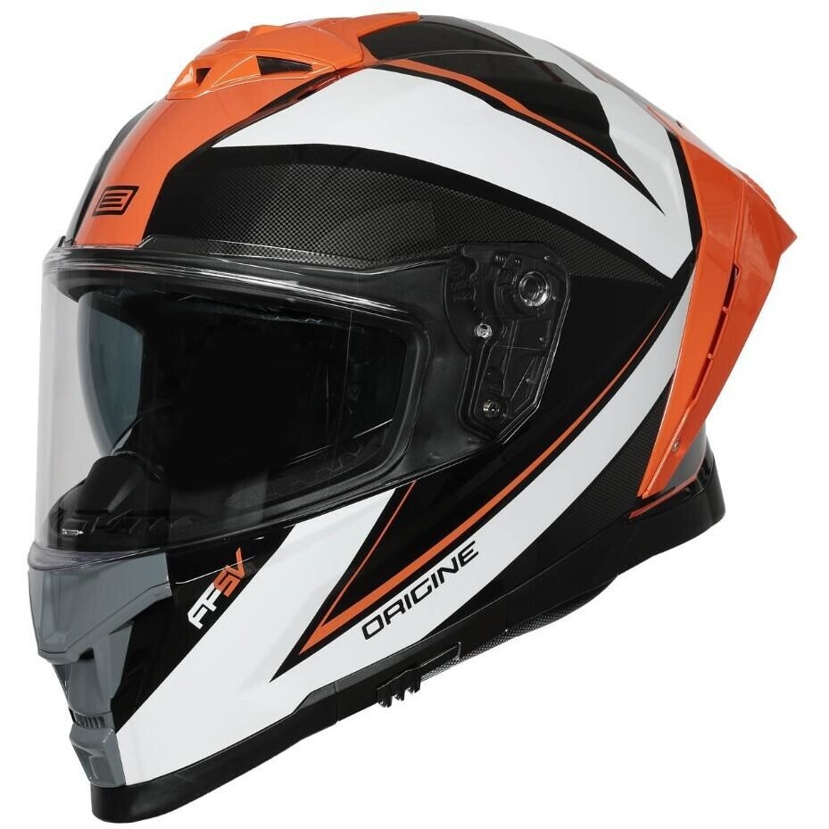 Origine ETNA MINIMAL WHITE ORANGE Full Face Motorcycle Helmet White Orange