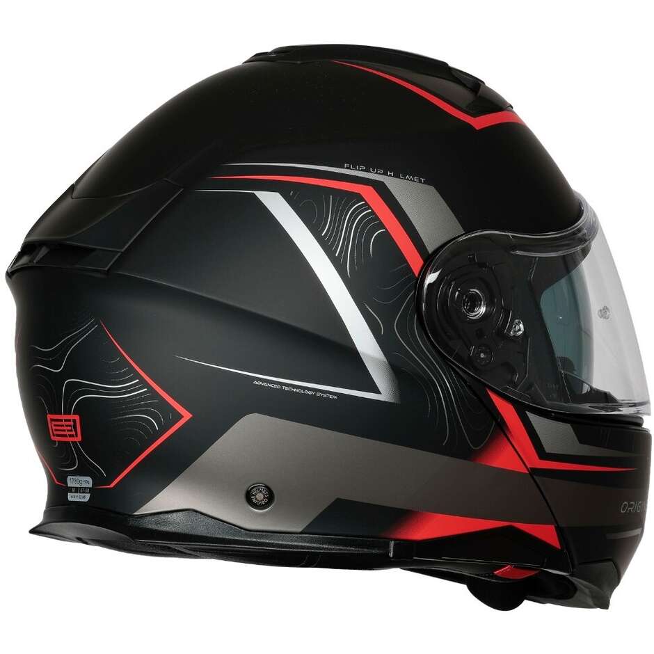 Origine LOGIC PATH Modularer Motorradhelm Matt Schwarz Fluoreszierendes Rot