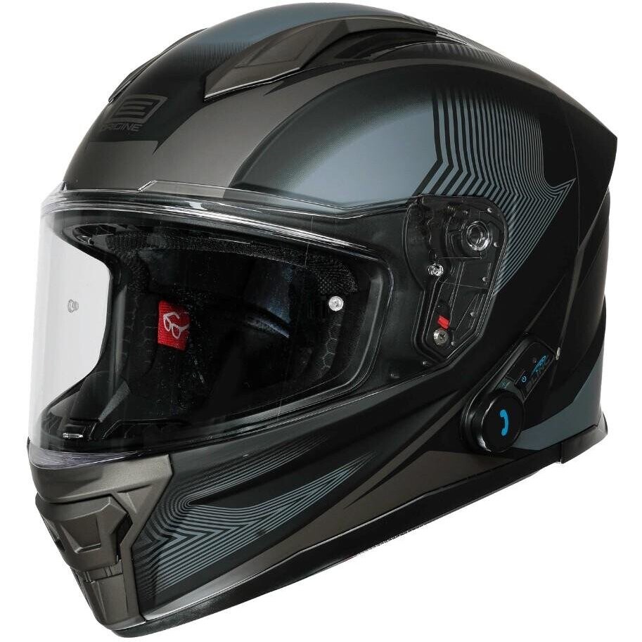 ORIGINE PISTA + BT ELEMENTARY Integralhelm mit integrierter Gegensprechanlage, Grau/Schwarz