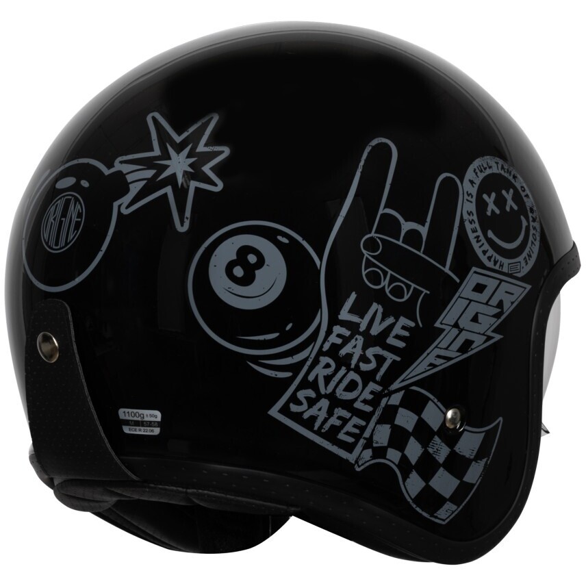 ORIGINE SPIRIT STICKY Jet Motorcycle Helmet Gloss Black 22.06