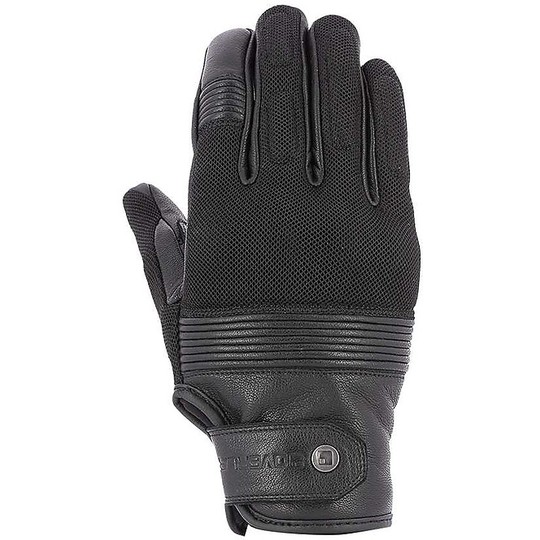 OULTON 19 Overlap Leather Motorcycle Gloves Black