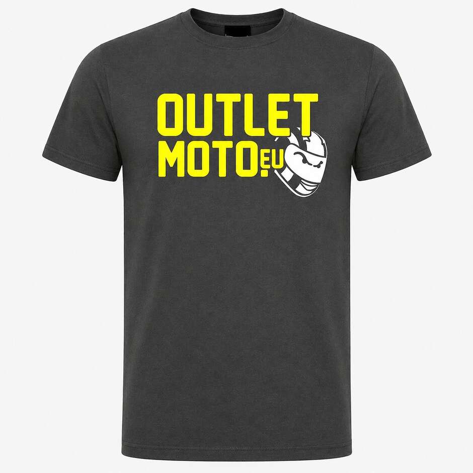 Outletmoto Rundhals-T-Shirt Dunkelgrau Fluoreszierendes Gelb Weißer Schriftzug