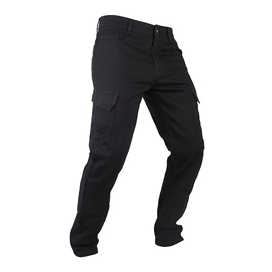 Overlap Cargo Pants Moto Jeans Black