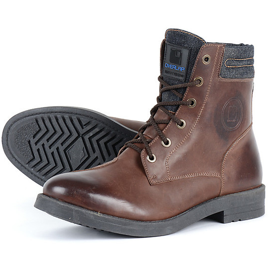Overlap Motorcycle Shoes OVP-23 Brown CE Approved WP