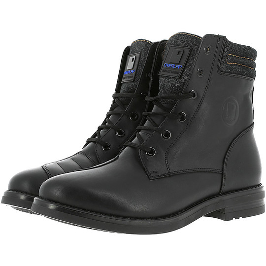 Overlap OVP-23 Black Motorcycle Shoes CE Approved WP