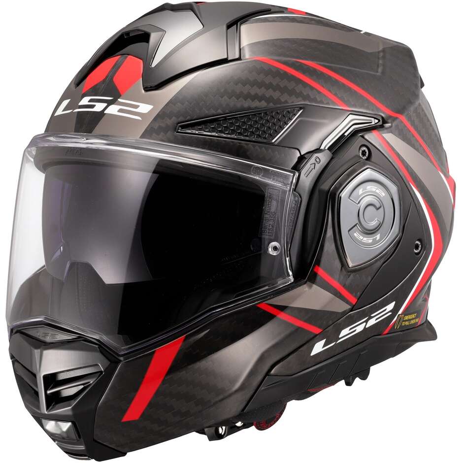 P/J Modularer Motorradhelm aus Carbon LS2 FF901 ADVANT XC FUTURE II Rot