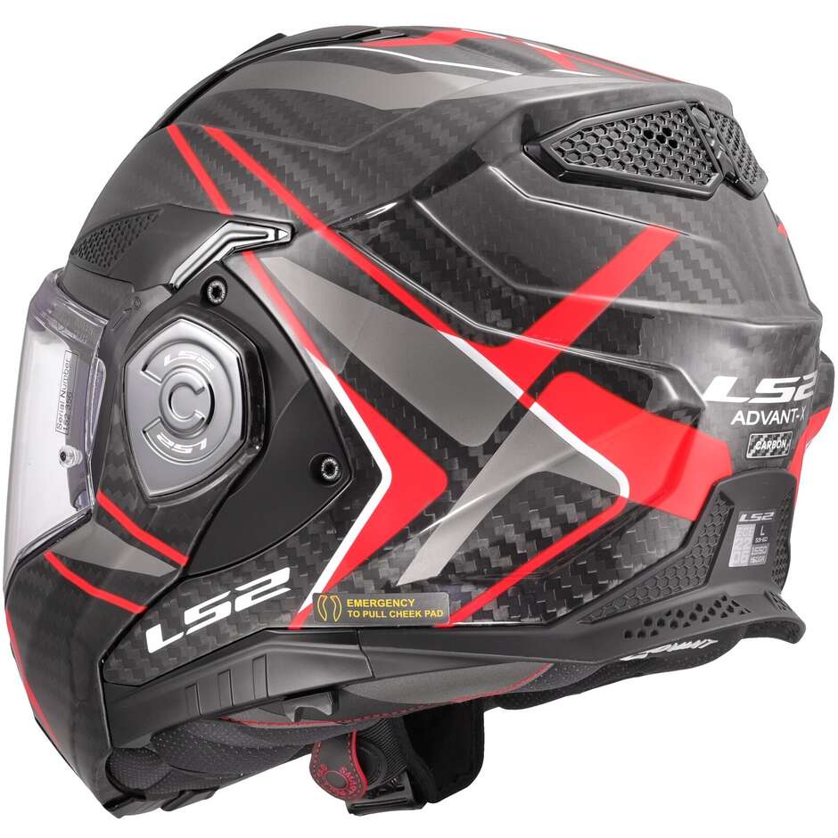 P/J Modularer Motorradhelm aus Carbon LS2 FF901 ADVANT XC FUTURE II Rot