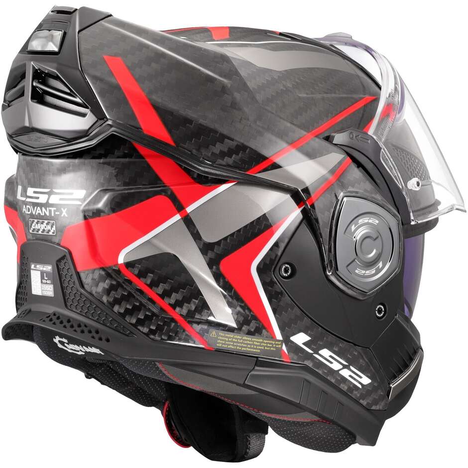 P/J Modularer Motorradhelm aus Carbon LS2 FF901 ADVANT XC FUTURE II Rot