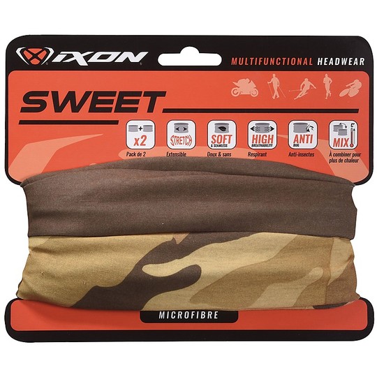 Paar Ixon SWEET Camo Khaki / Grau Motorradhalsbänder