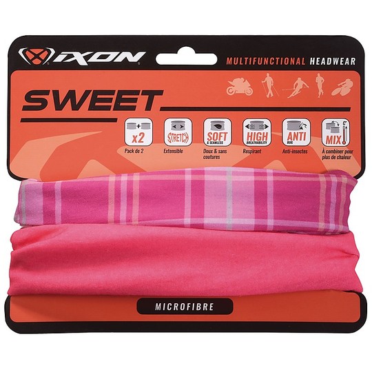 Paar Ixon SWEET Square Fuchsia / Pink Motorradhalsbänder