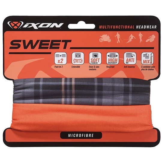 Paar Ixon SWEET Square Motorradhalsbänder Schwarz / Orange
