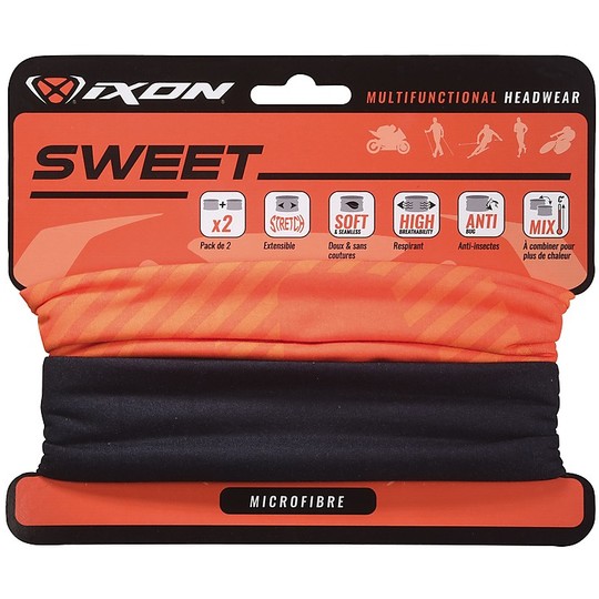 Paar Ixon SWEET Xlogo Orange / Schwarz Motorradhalsbänder