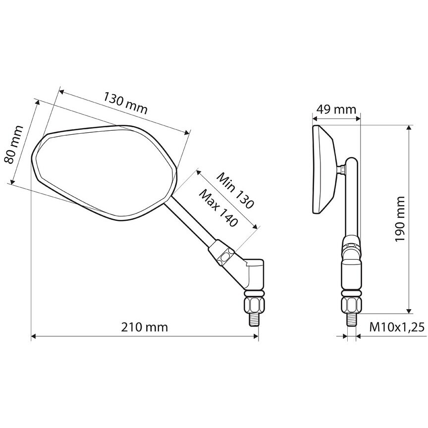 Paar Lampa Trident schwarze Motorrad-Rückspiegel