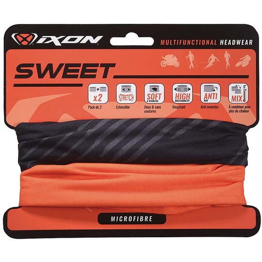 Paar Motorradhalsbänder Ixon SWEET Xlogo Schwarz / Orange