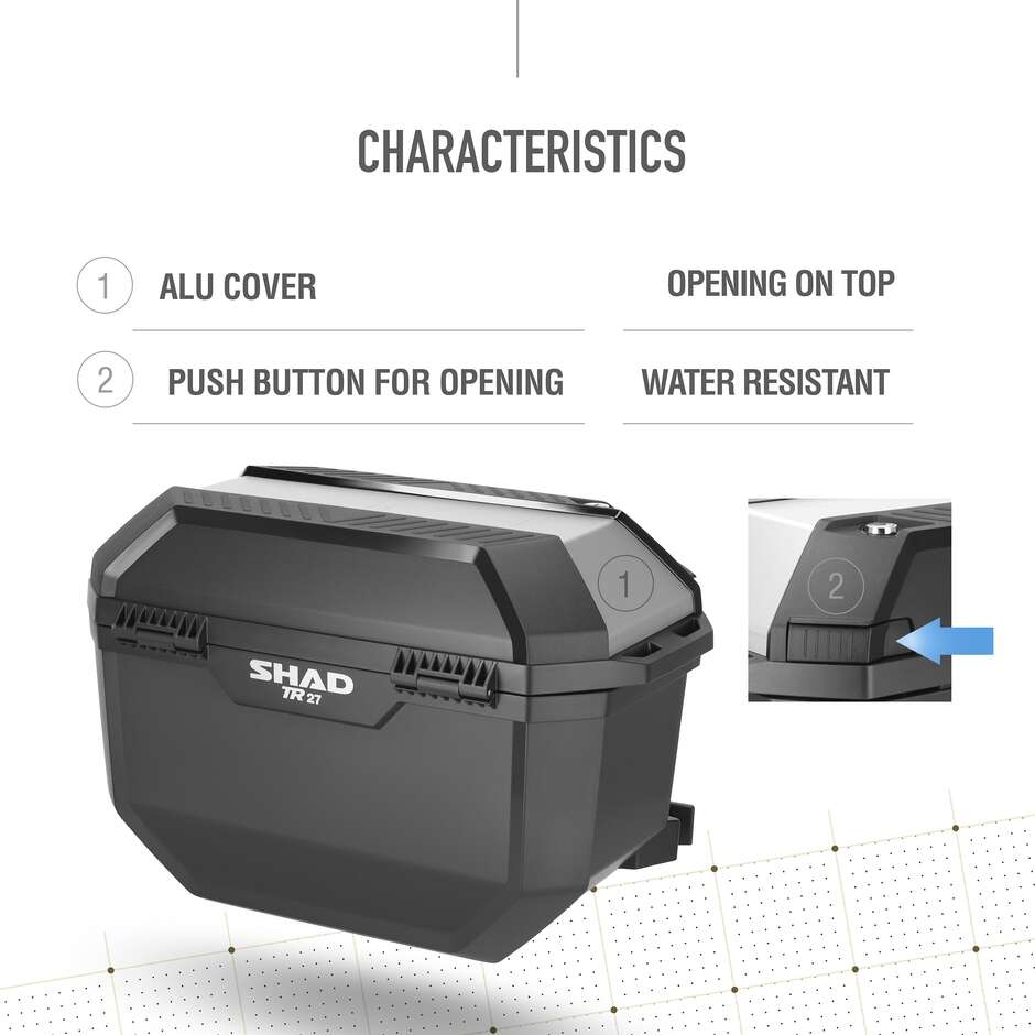 Paar Shad TR27 Motorrad-Seitenkoffer mit Aluminiumabdeckung – 4P/3P-System