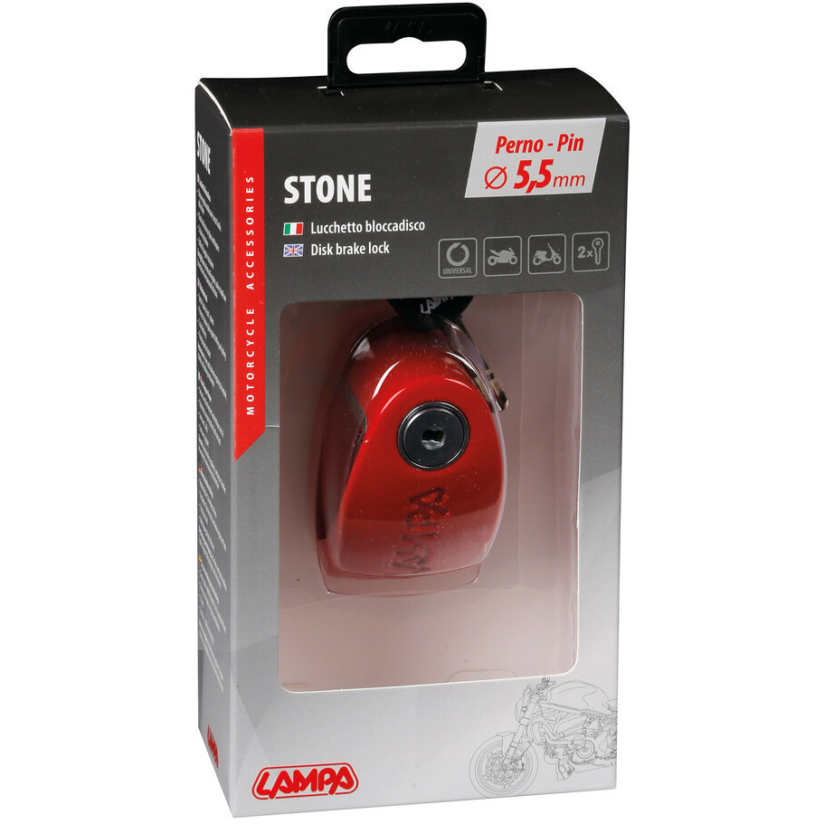 Padlock Disc Lampa STONE 90589 With Pin Ø 5.5 mm Red
