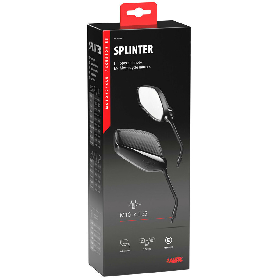 Pair of Black Lampa Splinter Motorcycle Rearview Mirrors