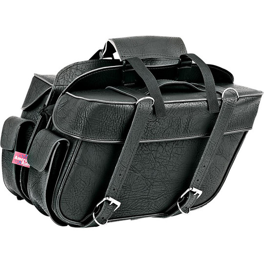 Pair of Inclined Side Motorcycle Bags Box Style All American Rider Box-Style XXL With Rivets