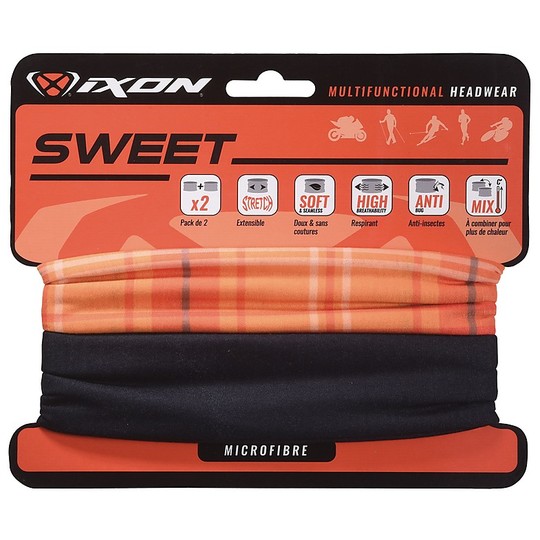 Pair of Ixon SWEET Square Orange / Black Motorcycle Collars